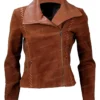  	Justice League Wonder Woman Suede Leather Biker Brown Jacket