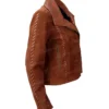  	Justice League Wonder Woman Suede Leather Biker Brown Jacket