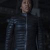  	Regina King Watchmen Black Stripes Leather Jacket