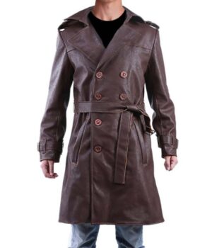  	Rorschach Watchmen Double Breasted Brown Leather Coat