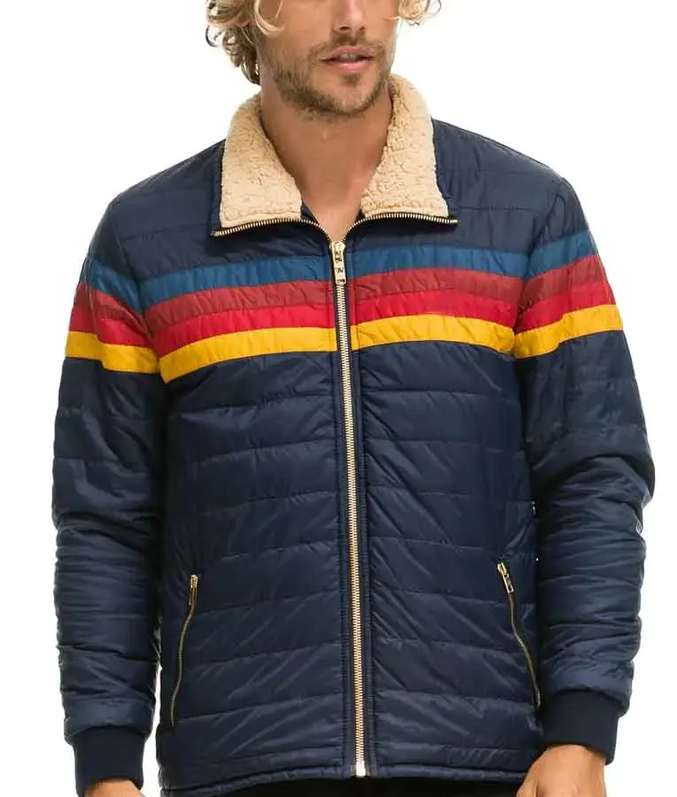 Superman and Lois Jonathan Kent Puffer Striped Sherpa Jacket Superman and Lois Jonathan Kent Puffer Striped Sherpa Jacket