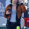  	The Gray Man Ana de Armas Brown Cropped Bomber Jacket