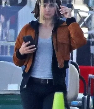  	The Gray Man Ana de Armas Brown Cropped Bomber Jacket
