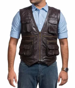  	Jurassic World Chris Pratt Brown Leather Utility Vest