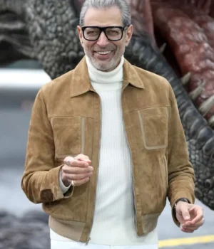  	Jeff Goldblum Jurassic World Dominion Brown Suede Jacket