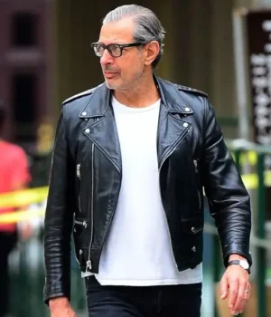  	Jeff Goldblum Jurassic World Dominion Black Biker Jacket
