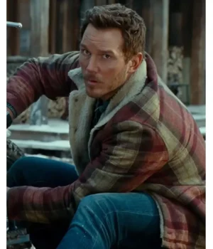  	Jurassic World 3 Dominion Owen Grady Plaid Shearling Fur Jacket
