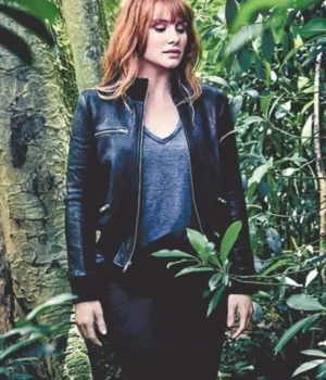  	Jurassic World 3 Claire Dearing Cropped Bomber Leather Jacket