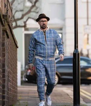  	The Gentlemen Coach Sky Blue Checked Tracksuit