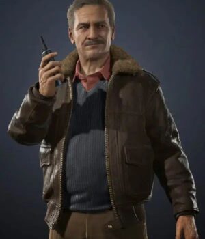  	Victor Sullivan Uncharted 4 Brown Bomber Leather Jacket
