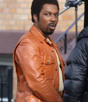  	The Many Saints of Newark Harold McBrayer Brown Leather Jacket