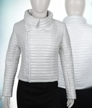  	Eiza Gonzalez Bloodshot KT White Leather Jacket