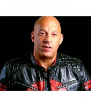  	Bloodshot Vin Diesel Black Red Quilted Biker Jacket
