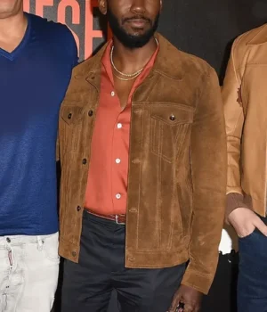  	Lamorne Morris Bloodshot Brown Trucker Jacket