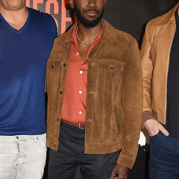Lamorne Morris Bloodshot Brown Trucker Jacket Lamorne Morris Bloodshot Brown Trucker Jacket