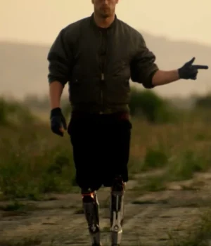  	Sam Heughan Bloodshot Green Bomber Jacket