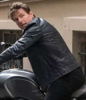  	Mission Impossible Dead Reckoning Tom Cruise Black Leather Jacket