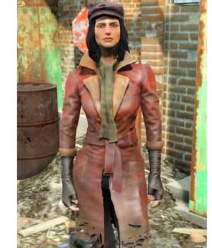  	Fallout 4 Piper Brown Leather Trench Coat