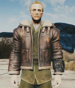  	Fallout 4 Brown Bomber Leather Jacket