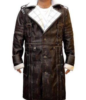  	Fallout 4 Elder Distress Maxson Brown Leather Coat