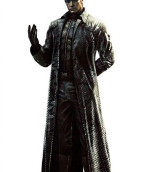  	Resident Evil 5 Albert Wesker Black Leather Trench Coat