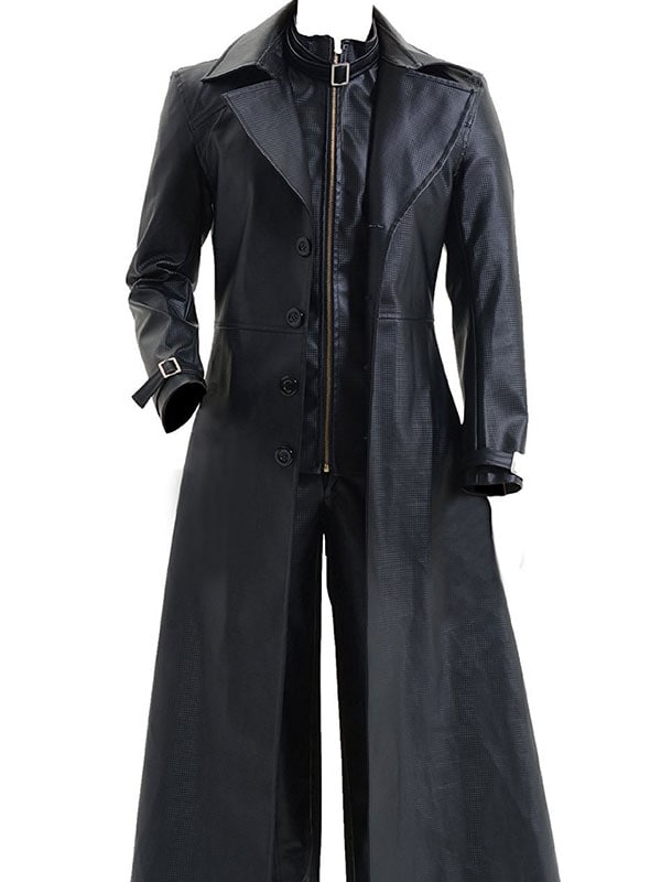 Resident Evil 5 Albert Wesker Black Leather Trench Coat Resident Evil 5 Albert Wesker Black Leather Trench Coat