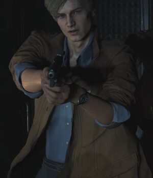  	Resident Evil 2 Leon Scott Kennedy Brown Leather Jacket