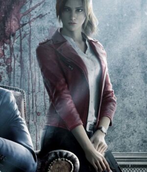  	Resident Evil Infinite Darkness Claire Redfield Red Leather Jacket