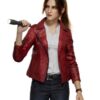  	Resident Evil Infinite Darkness Claire Redfield Red Leather Jacket