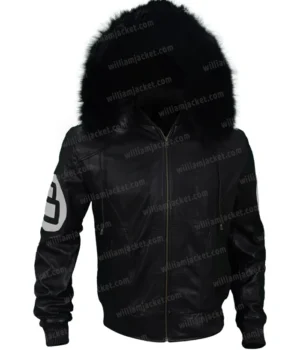  	Unisex 8 Ball Black Varsity Bomber Parka Leather Jacket