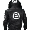 Unisex 8 Ball Black Varsity Bomber Parka Leather Jacket Unisex 8 Ball Black Varsity Bomber Parka Leather Jacket