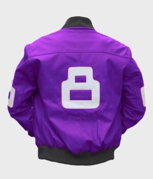  	Unisex 8 Ball Purple Bomber Leather Jacket