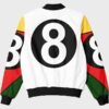  	8 Ball 90s Style White Bomber Jacket