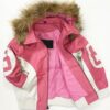  	Womens 8 Ball Pink Leather Fur Hooded Jacket