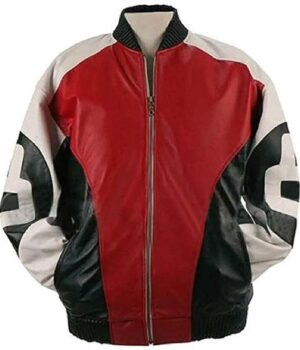  	8 Ball Logo Red Black and White Bomber Jacket