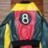  	Womens 8 Ball Pool Bomber Leather Jacket