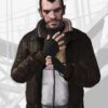  	GTA IV Niko Bellic Brown Leather Bomber Jacket