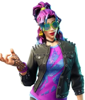 	Fortnite Synth Star Black Leather Jacket