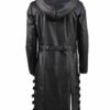  	PUBG Black Long Hooded Leather Coat
