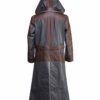 PUBG Brown and Grey Leather Coat With Hoodie PUBG Brown and Grey Leather Coat With Hoodie