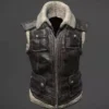  	PUBG Biker Shearling Fur Leather Vest