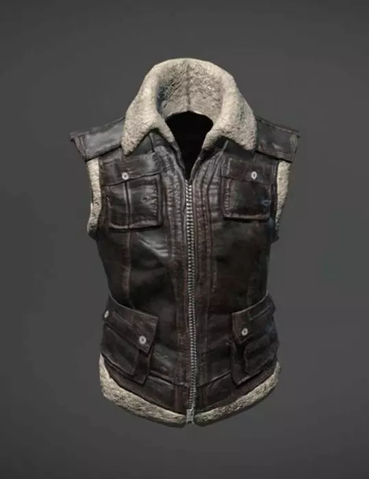 PUBG Biker Shearling Fur Leather Vest PUBG Biker Shearling Fur Leather Vest