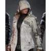  	PUBG Women’s White Leather Jacket With Hood