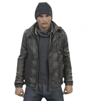  	Detroit Become Human Connor RK800 Leather Hood Jacket