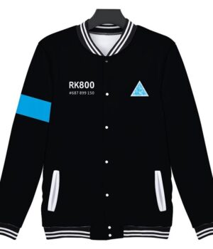  	Detroit Become Human Connor Black Varsity Jacket