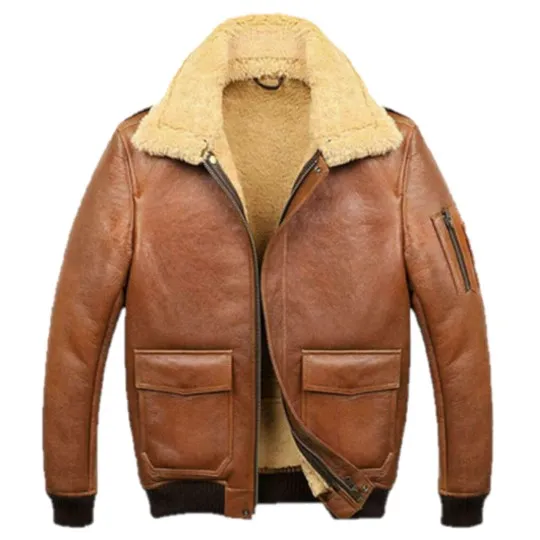 Samuel Tan Brown Shearling SF Bomber Leather Jacket Samuel Tan Brown Shearling SF Bomber Leather Jacket