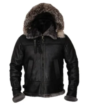  	Robert All Black Shearling B3 Parka Jacket