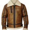  	Brian-B3 Distressed Brown Shearling Bomber Jacket
