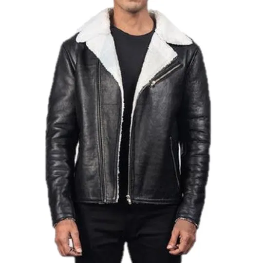 Justin White Shearling Black Leather Jacket Justin White Shearling Black Leather Jacket