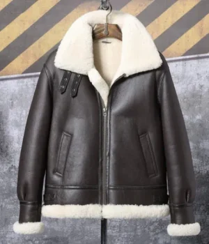  	Stephen Dark Coffee Brown SF Shearling Jacket